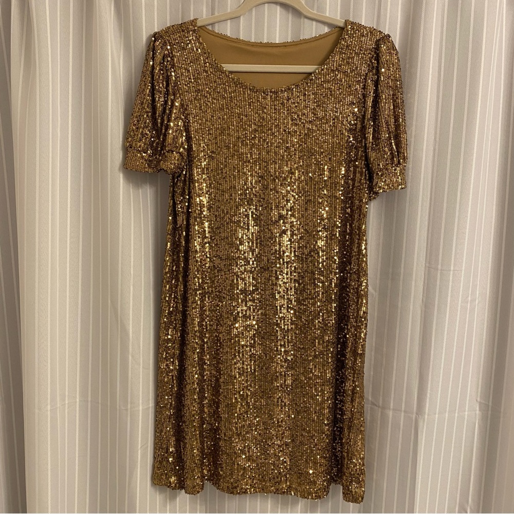 NWOT Gold Sequin Mini Dress Size Medium
